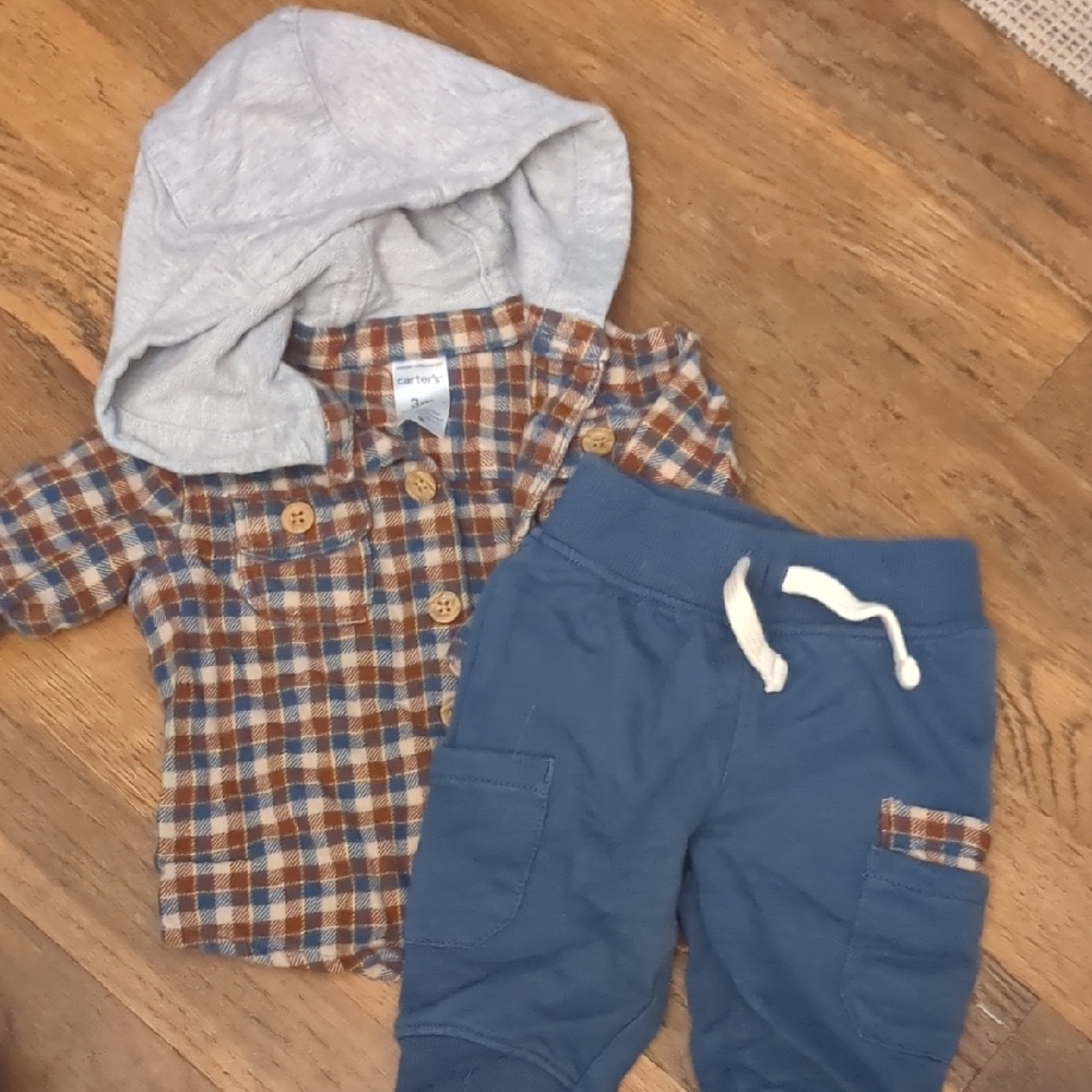 Carter's Blue and Brown Plaid Kids Matching Set